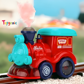 Toygenic Cartoon Electric Train with Smoke Spray Flashing Light Music for Kids/Toddlers | Musical Toys for Kids | Toys for Toddlers