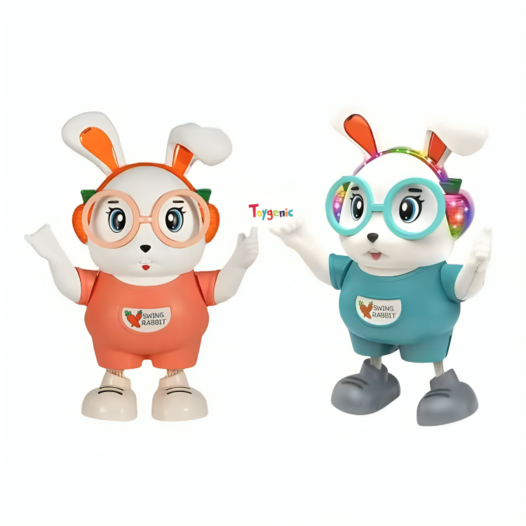 Toygenic Dancing rabbit toy for kids with Flash lights and Music Toy Singing Dancing Safe Lovely Parent-Child Interaction Entertainment-Free Music Lighting Preschool Toy Bunny Kids Gift