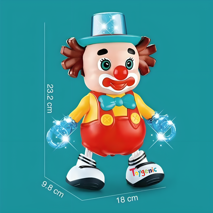 Toygenic  Cute Funny-Face Dancing Clown Joker Toy with Music Flashing Lights and Real Dancing Action