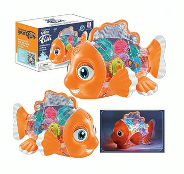 Toygenic Transparent Gear Fish Toy, Baby Lights Music Light Fish Toy, Newborn Musical Early Educational Toy, Ideal Fish Toy