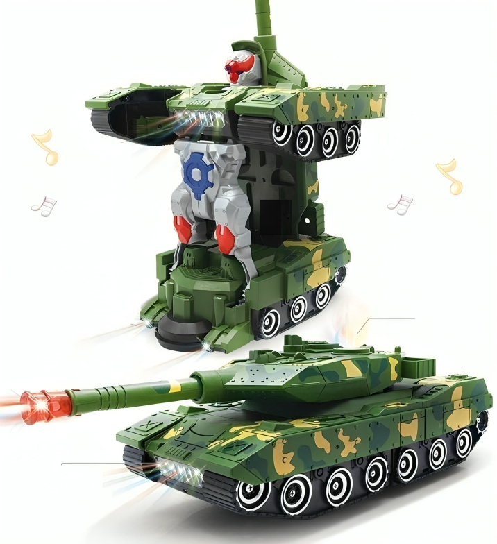 Toygenic Deformation Combat Electronic Robot Car Tank Deformation Robot Toy with Light, Music and Bump Function Tank Robot Toys for Boys