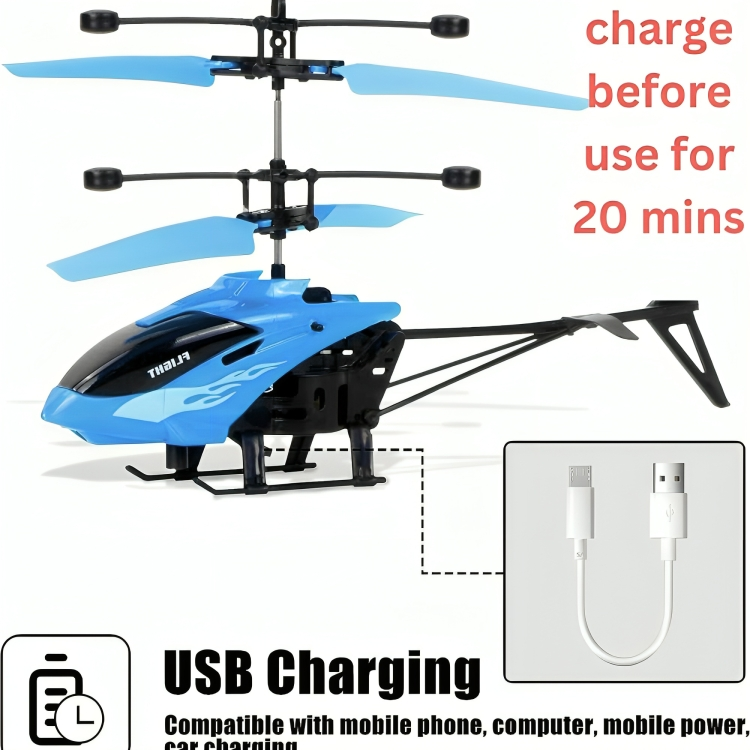 Toygenic Flying Helicopter,Remote Control Helicopter for 6 + Years Boys Indoor and Outdoor Helicopter, Palm Sensor Helicopter with led Lights