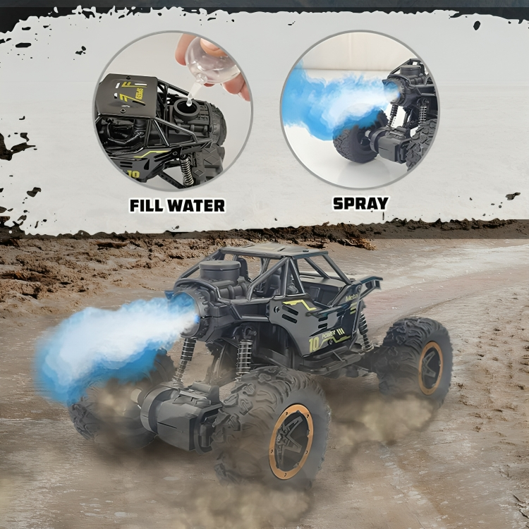 Toygenic Remote Control Monster Truck RC Car Big Size Off Road 2WD Rock Crawler 45° Climbing Angle Rechargeable Battery Water Mist Spray and High Speed Racing Toy for Boys