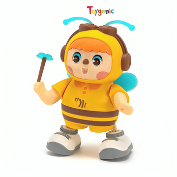 Toygenic Honey Bee Dancing with Lights and Sound Toy for Toddlers Walking Dancing Electronic Toy with LED Lights and Dance Music, Interactive Educational Gift Toys for Boys Girls