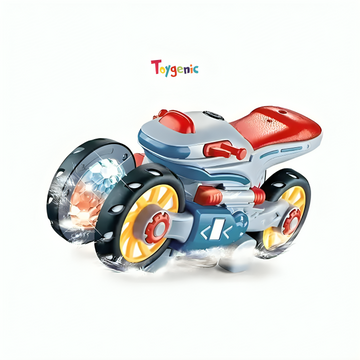 Toygenic Stunt Bike Bump and Go Toy with 4D Lights,Sound Electric Bike Dancing Toy, Bike Concept Colorful Light Simulation Model Toys Battery Operated Toy