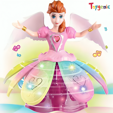 Toygenic Angel Girl Musical Dancing Rotating Toy with Attractive Multi Color Flashing Lights for Kids