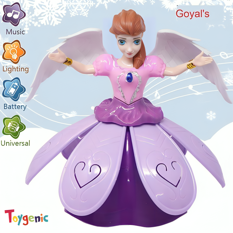 Toygenic Angel Girl Musical Dancing Rotating Toy with Attractive Multi Color Flashing Lights for Kids