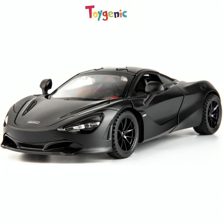 Toygenic 1:32 Diecast Car Model MCLAREN 720s Alloy Toy Car Pull Back with Light and Sound Toy Vehicle for Girls Boys Adults Gift - Black