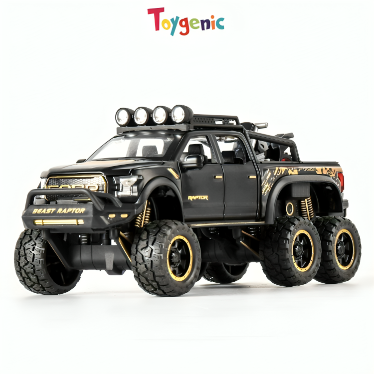 Toygenic Alloy Car Model Diecasts Metal Toy with Sound/Light/Pull-Back Off-Road Vehicles Car Model Collection Kids Toys Gift Multicolor Pack of 1 (1:24 Ford Raptor F150)