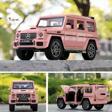 Toygenic 1:24 Mercedes Amg G63 G Klessa Toy Car Metal Pull Back Diecast Car with Openable Door and Sound Light Gifts Toys for Kids (Pink)