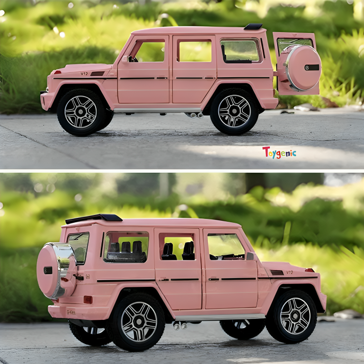 Toygenic 1:24 Mercedes Amg G63 G Klessa Toy Car Metal Pull Back Diecast Car with Openable Door and Sound Light Gifts Toys for Kids (Pink)