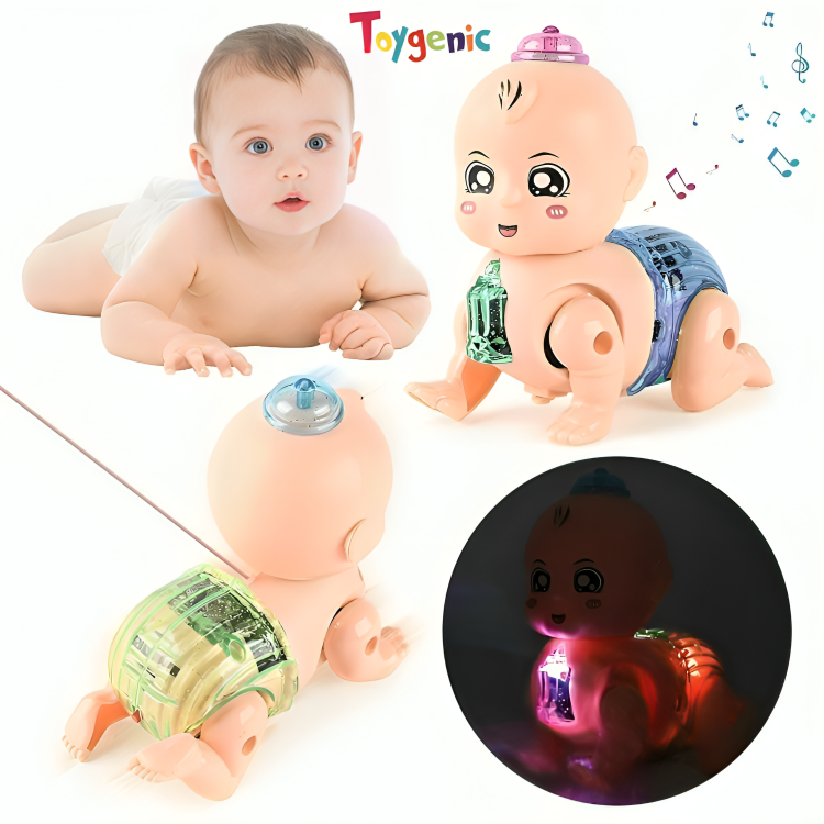 Toygenic Electric Crawling Baby Musical Light Infant Toys, 6 Months, Boy Girl Birthday Gift, Tummy Time Toddler Toy for Kids