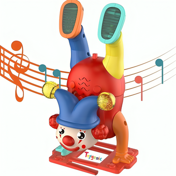 Toygenic Musical Upside Down Handstand Joker Toys Dancing Toy Walking Clown Toy for Kids with Music Sound LED Light Moving Toy for Babies (Pack of 1) Random Color Dispatch